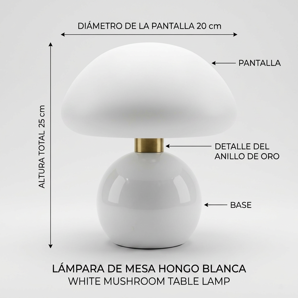 Lámpara de Mesa Fumglo con Diseño Seta y Luz Cálida