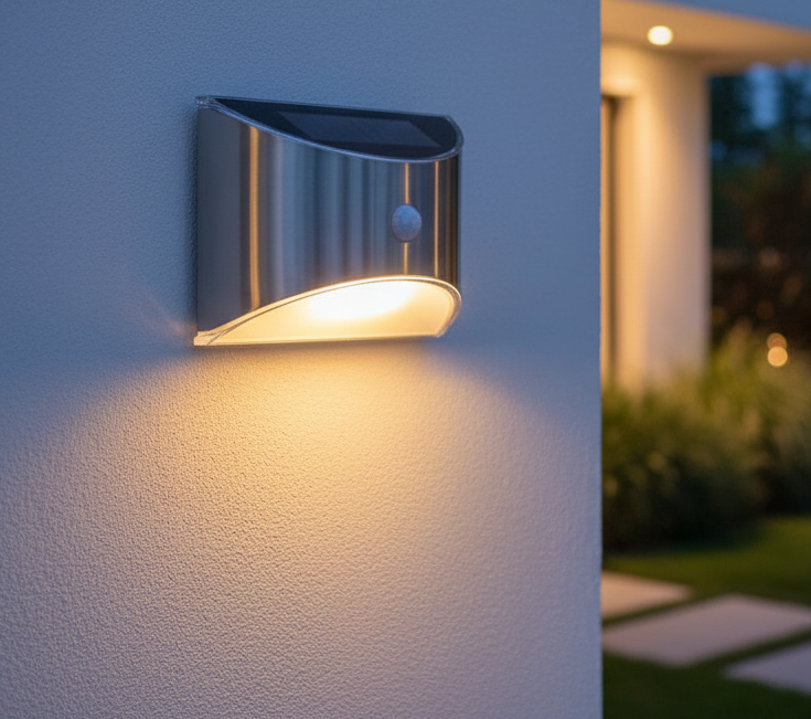 Aplique solar exterior lifestyle pared al atardecer