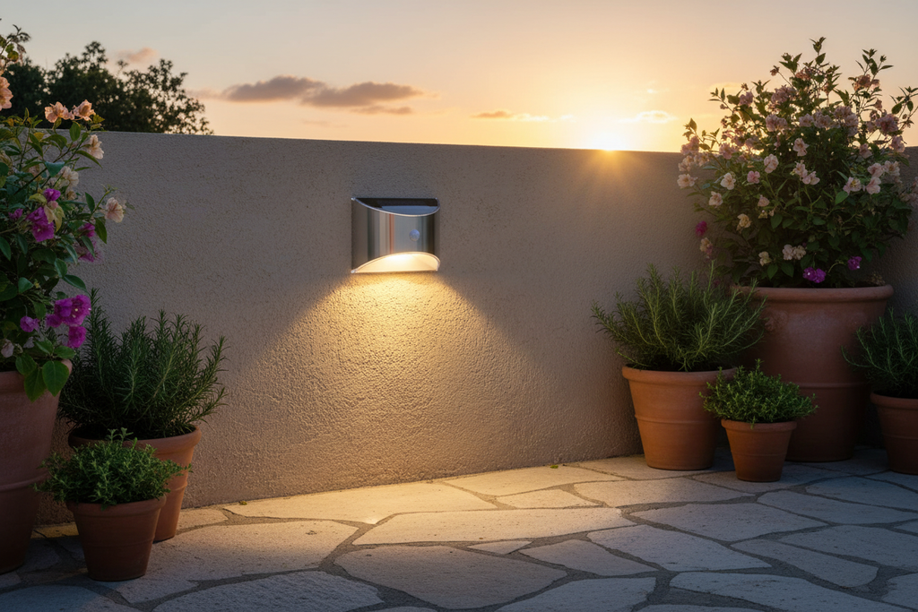 Aplique solar en terraza mediterránea