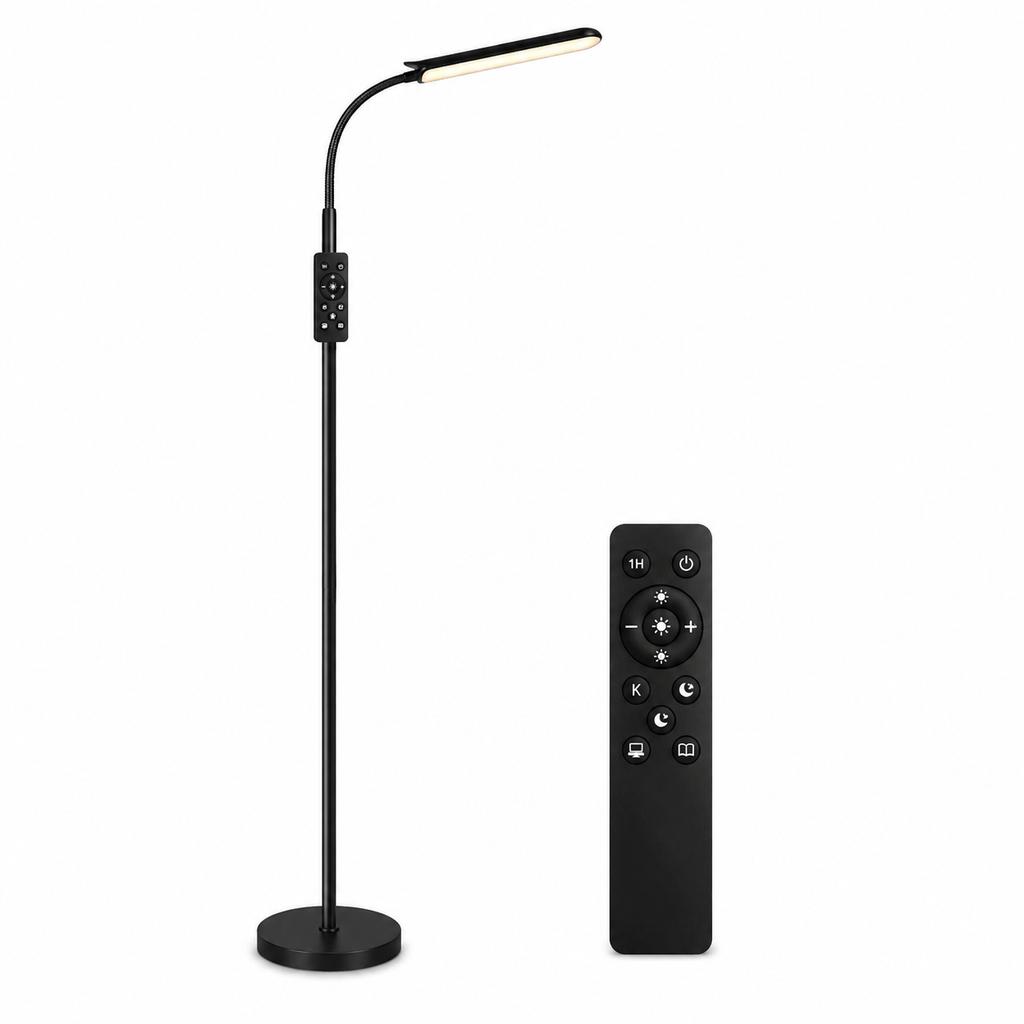 Lámpara de pie LED regulable con mando para salón y dormitorio