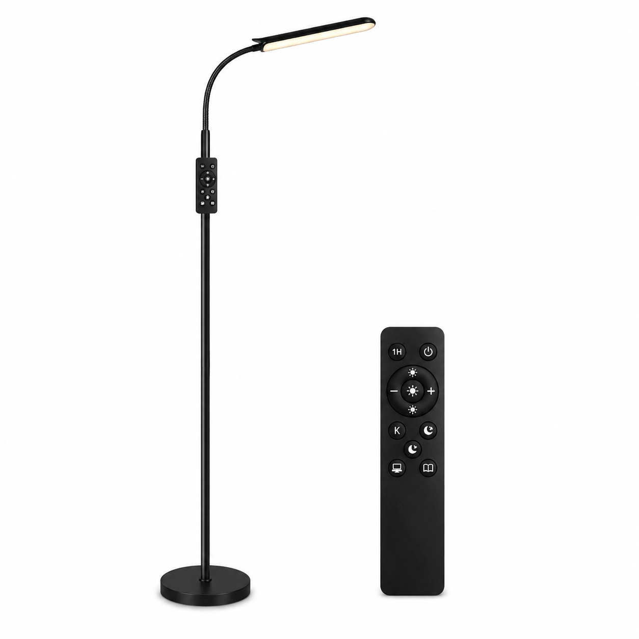 Lámpara de pie LED regulable con mando para salón y dormitorio