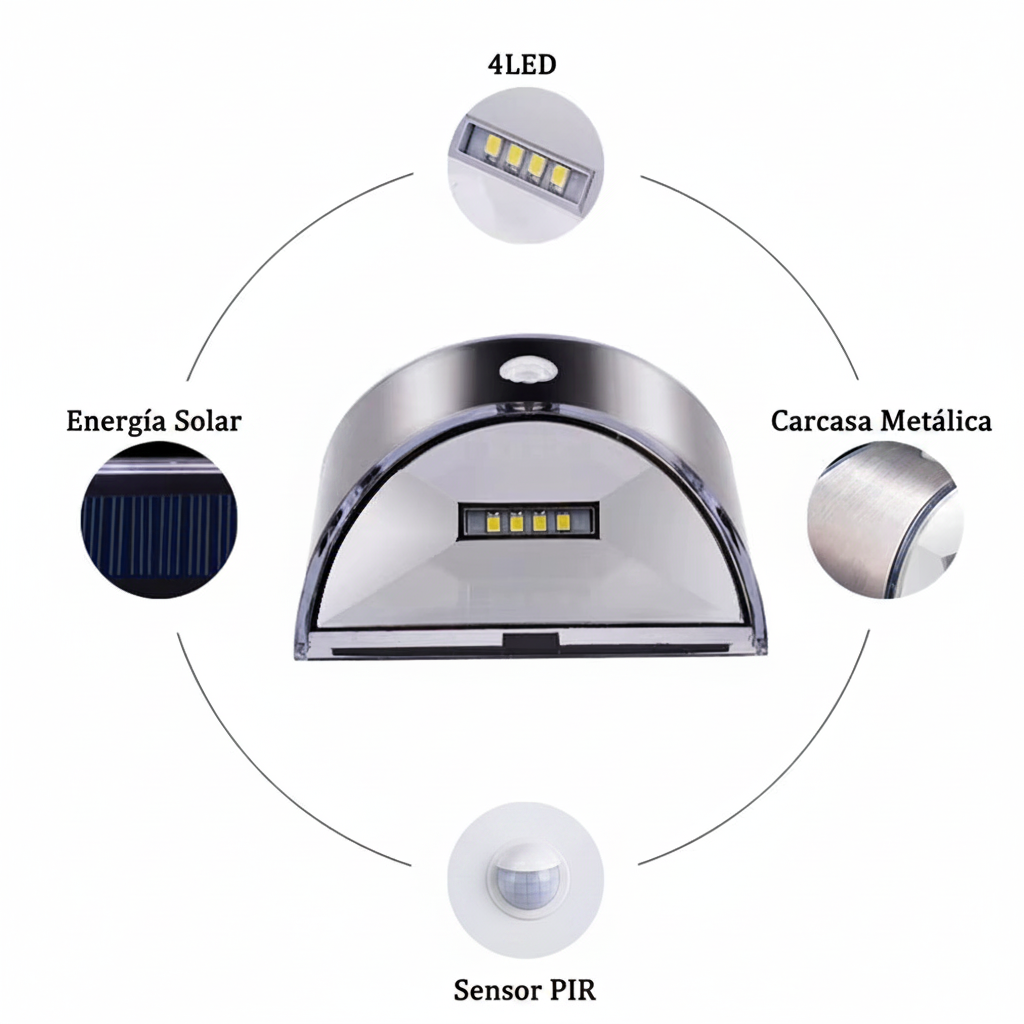 Lámpara Solar de Pared Exterior con Sensor PIR — Pack 2